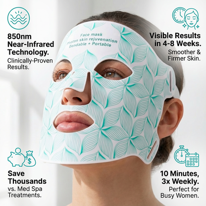 "FaciaGlow Spectrum LED Face Mask in Black color on a light background."
