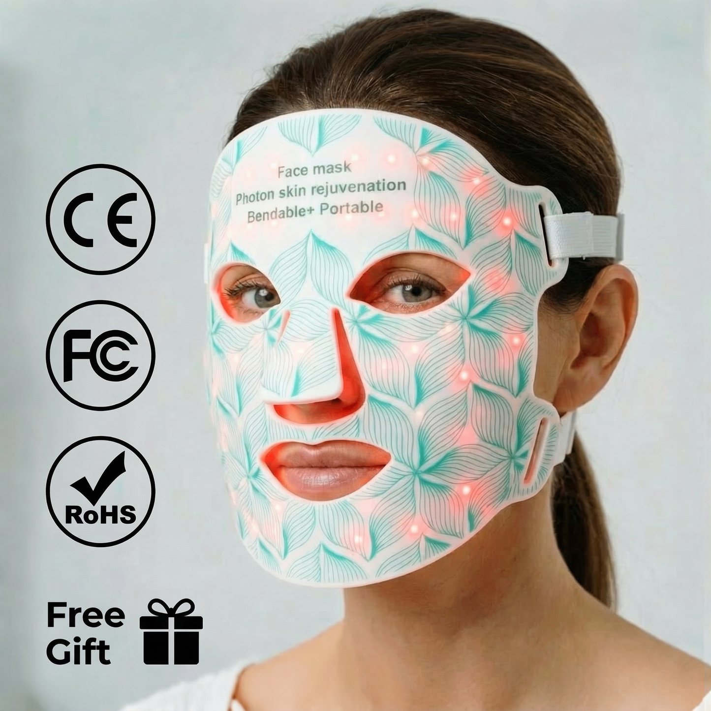 "FaciaGlow Spectrum LED Face Mask in Black color on a light background."

