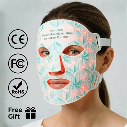 "FaciaGlow Spectrum LED Face Mask in Black color on a light background."
